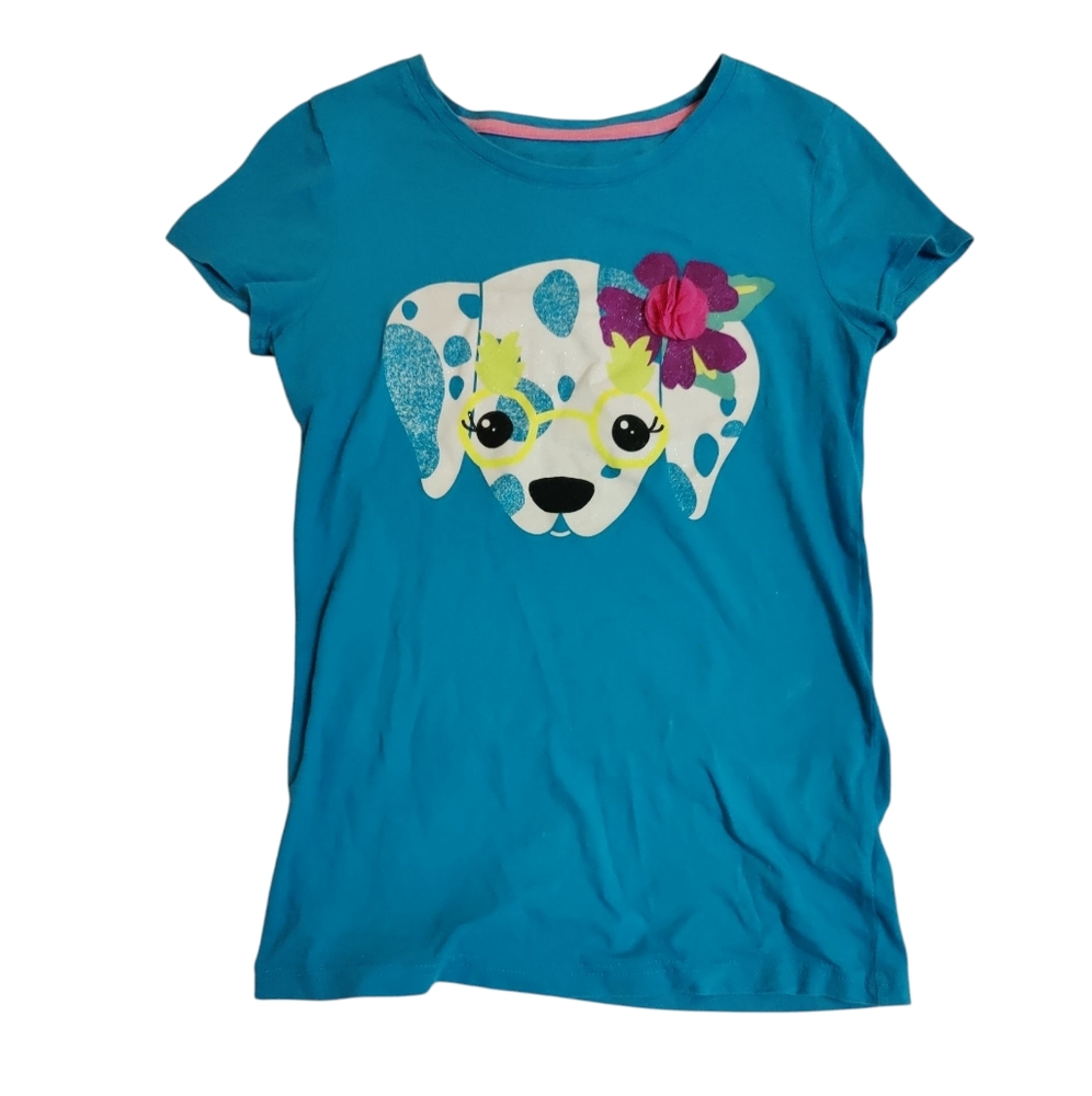 🌸 Circo Blue Graphic Short Sleeve Tee with Floral Dog Design
